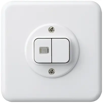UP-Frontset basico weiss mit 1 Linse Doppeldruckknopf86×86mm 
