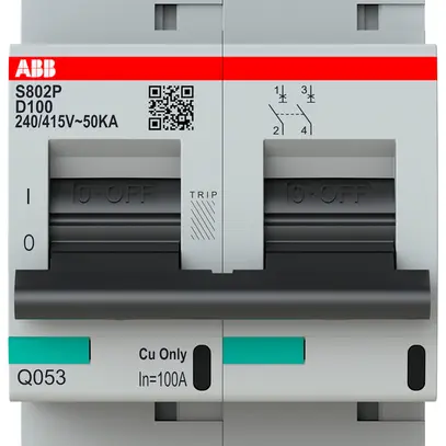 Disjoncteur ABB S802P-D100 2P 400V D-100A 50kA 3UM 