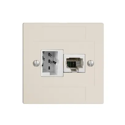 Scatola INC 1×TT,1×RJ45/u 4P EDIZIOdue crema, ITplus ITM 