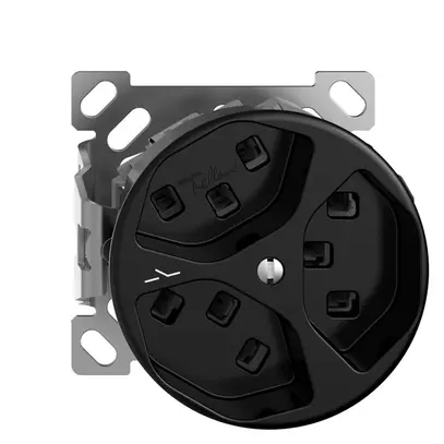 Prise AP 3×T23 Feller STANDARDdue QXCO54, 1×séparé, bornes enfichables, noir 