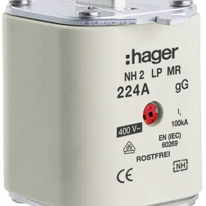Fusibile HPC Hager DIN2 400VAC 224A gG/gL segnalatore centrale inossidabile 
