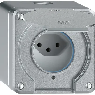 Prise AP robusto 1×type 13 lumineux IP55 aluminium 