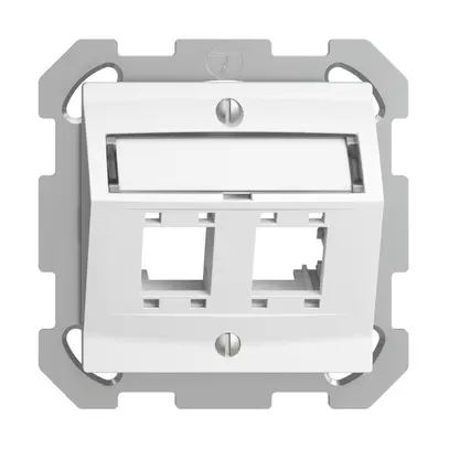 UP-Montageset EDIZIOdue, mit Schrägauslasshaube, für 2×RJ45, weiss 