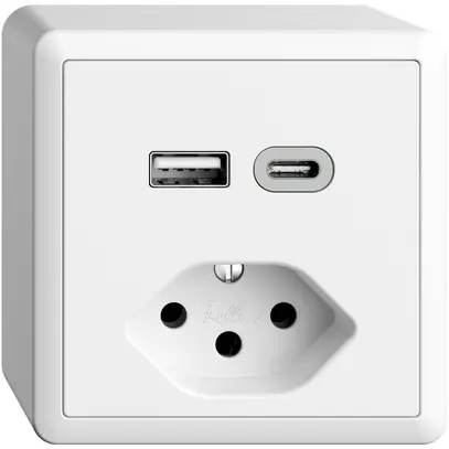 Prise AP USB type A+C + type 13 Feller EDIZIOdue FX54 230V 3000mA blanc 