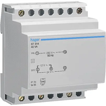 Petit transformateur AMD Hager 40W 12V 24V 3.33A 1.67A 4UM 