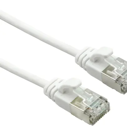 Cavo patch RJ45 ROLINE Slim 0.5m weiss U-FTP cat.6A LSZH cl. EA 10GB 