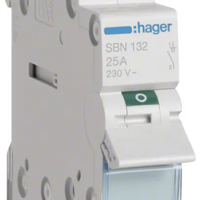Interruttore AMD Hager 32A 230V 1 chiusura 0 apertura 0 invertitore 1UM 