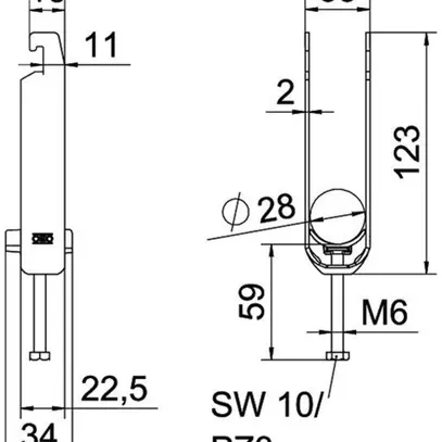 Schnellverleger BET 2056 U-Fuss Kunststoff 22…28mm 3×Kabel Stahl tfZn 