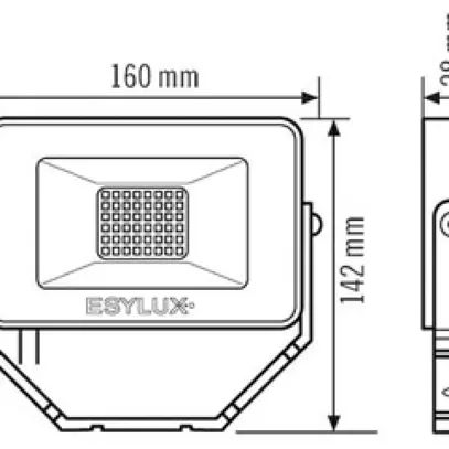 Proiettore LED ESYLUX OFL BASIC, 10W 3000K 1000lm 148×28×100mm IP65, nero 