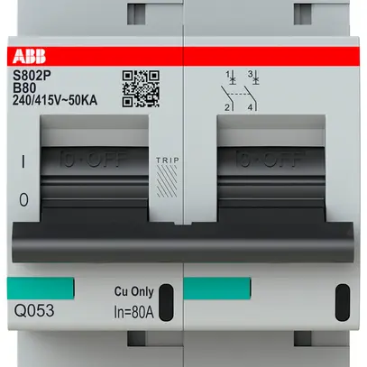 Disjoncteur ABB S802P-B80 2P 400V B-80A 50kA 3UM 