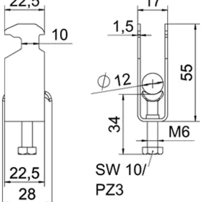 Brida rapida BET 2056 piede a H metallo 8…12mm 2×cavo acciaio Zn-cal-im 