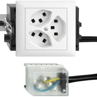 Presa INS 3×T23 16A bianco 53mm L1 EDIZIOdue per Ecobus power 