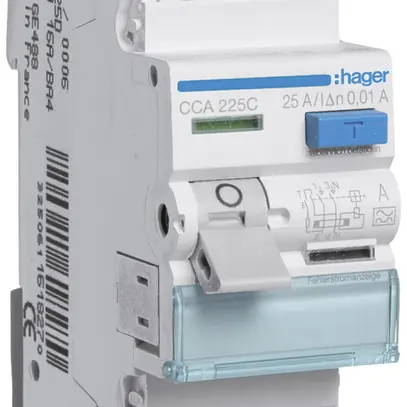 Interrupteur différentiel Hager RCCB (RCD) 2P 230V 0.01A type A 25A 2UM 