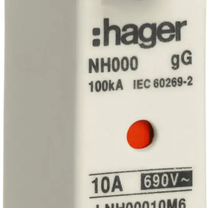 Fusibile HPC Hager DIN000 690VAC 10A gG/gL segnalatore doppio inossidabile 