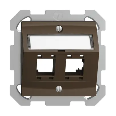 UP-Montageset EDIZIOdue, mit Schrägauslasshaube, für 2×RJ45, coffee 