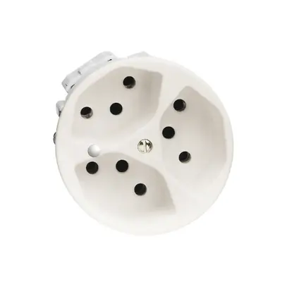 Prise FH 3×T13 blanc avec LED vert 