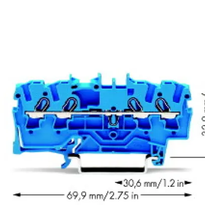 Morsetto di passaggio WAGO Top Job-S 2.5mm² 4L blu serie 2002 