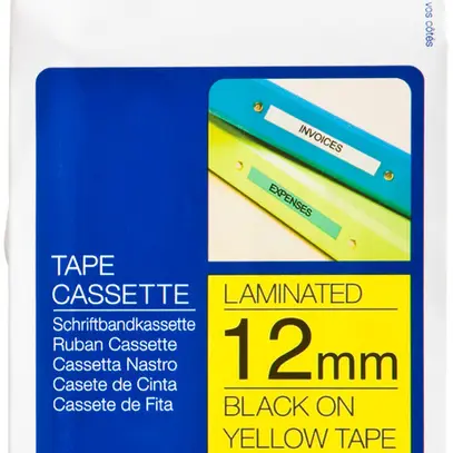 Cassette ruban Brother TZe-631 12mm×8m, jaune/noir 
