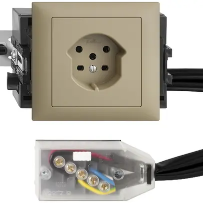 EB-Steckdose EDIZIOdue T15 sand 49…69mm für Flachkabel Technofil 