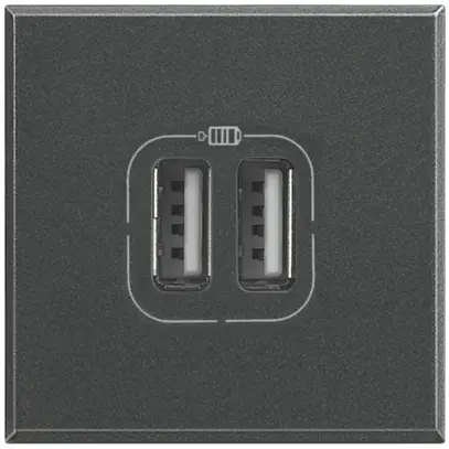 Prise de charge USB INC Axolute 2 modules, double, 5V, 2400mA, anthracite 
