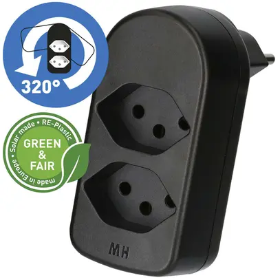Fiche multiple MAX HAURI ADAPT SPLIT 10A 2×T13 noir 
