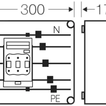 NH-Gehäuse Hensel Mi, 1×3×NH00, mit Sammelschiene, 400A, 5-polig 