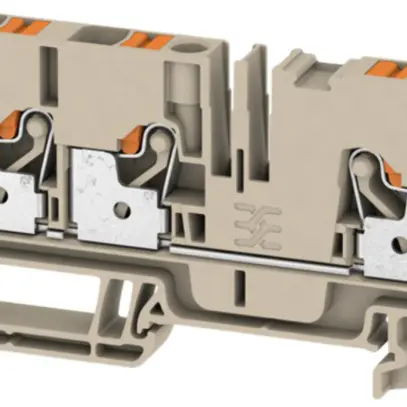 Morsetto di passaggio Weidmüller A3C PUSH IN 6mm² 3 contatti TS35 beige 