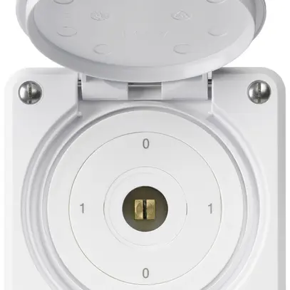 Interrupteur à clé carrée ENC robusto IP55 avec clapet S0/1P blanc 