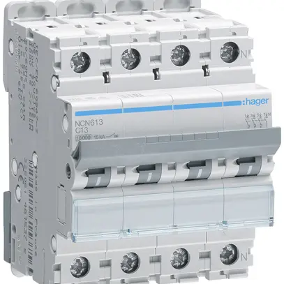 Disgiuntore Hager MCB 3P+N 415V tipo C 13A Icn 10kA Icu 15 kA 4UM 