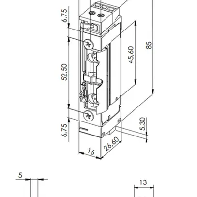 Vorlasttüröffner BSW B5010--L, 24VDC, stromlos geschlossen, Radiusfalle 