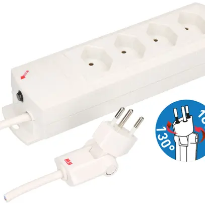 Steckdosenleiste MH 4×T13 Prime-Line Td 3×1mm² 3m weiss Clip-Clap 