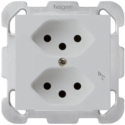 Prise ENC kallysto 2×T13/1 gris clair sécurité enfants plaque de fixation 