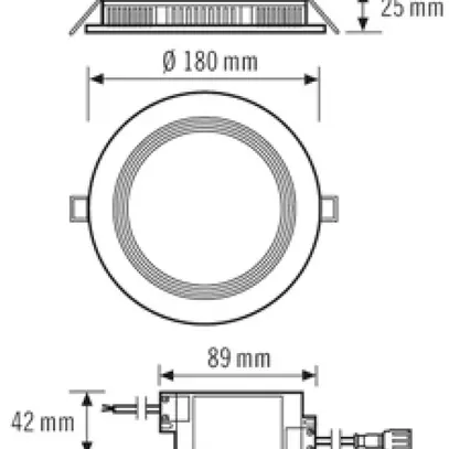 Downlight LED ESYLUX ELSA-2 Ø180 ON/OFF 9W 4000K, 850lm, blanc 