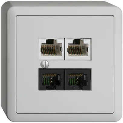 Scatola AP 4×RJ45 2×u/2×s EDIZIOdue R&M swissline grigio chiaro 