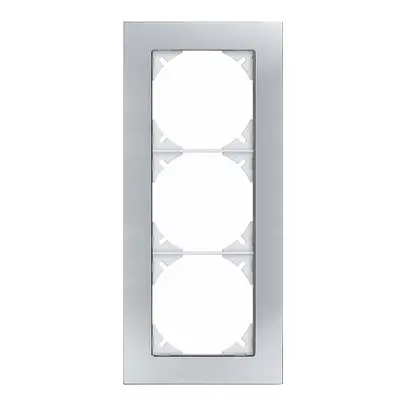 Cadre de rec.EDIZIOdue prestige 3×1 acier chromé poli 