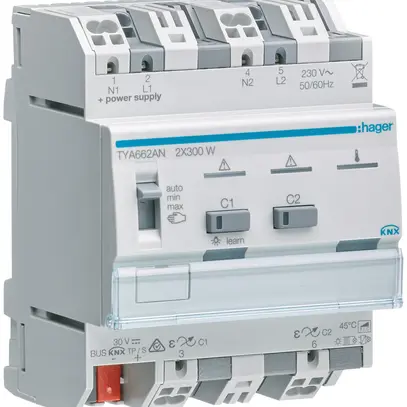 Attuatore-variatore AMD Hager TYA662AN KNX system 2×300W 4UM 
