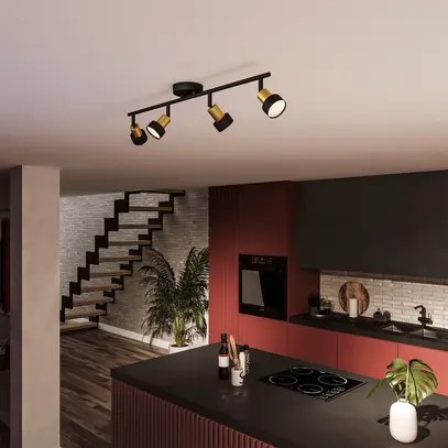Spot Philips Conduit GU10 4×5W 694×134mm nero/ottone 