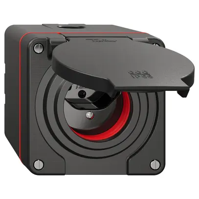 Prise NAP NEVO, 1×T13, IP55 d'après SN 441011, a.joint rouge, noir 