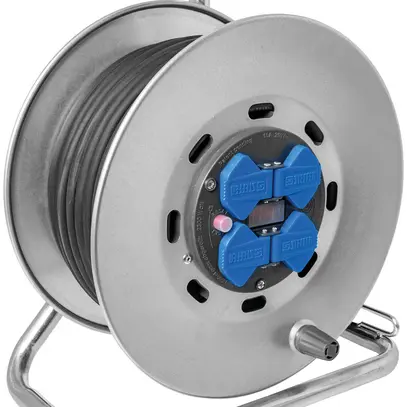 Avvolgicavo STERO LOOP grd.1 4×T13 50m TD3×1.5mm² argento/grigio 