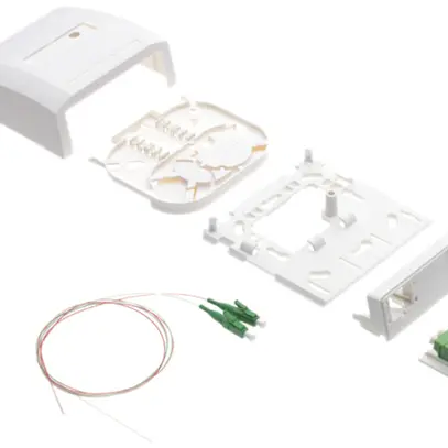 Boîte FO version épissée 1×connecteur LC Duplex et 2×LC Pigtail vert 