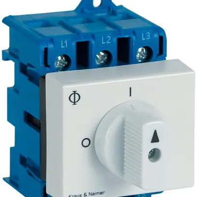Interrupteur sectionneur INC 3P p.DIN, 32A, face: 0-1, gr, 44×45mm, poignée gr 