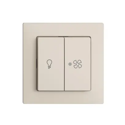 Interr. per luce e ventilazione EDIZIOdue crema, LED giallo 