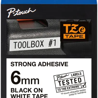 Cassette ruban Brother TZe-S211 6mm×8m blanc/noir 