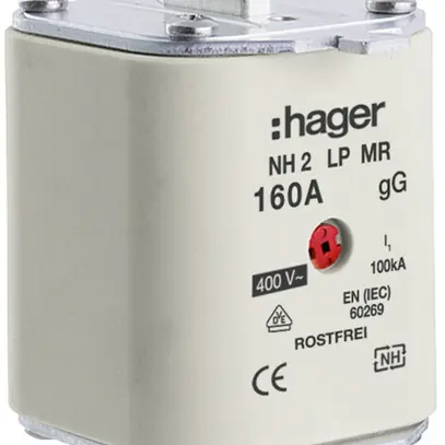 NH-Sicherung Hager DIN2 400VAC 160A gG/gL Mittenkennmelder rostfrei 