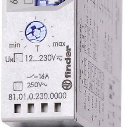 Relais temporisé AMD Finder 81.01, 1C 16A 12…230VAC/DC multifonction 