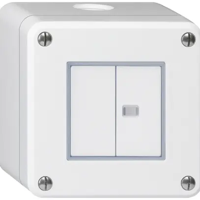 Contatto pulsante AP robusto IP55 2×1P bianco 1×illuminato 