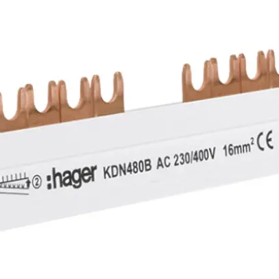 Pettine di raccordo Hager 4P 4L forca 16mm² 80A 1000×56mm bianco 