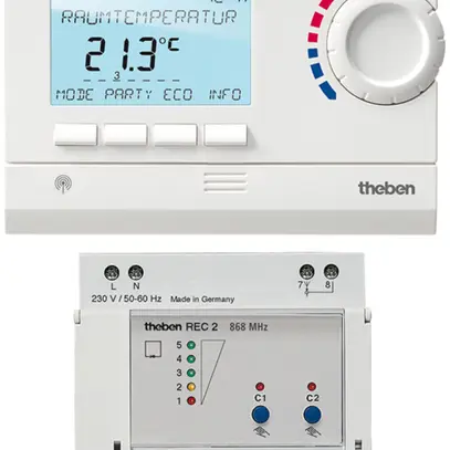 Thermostat à horloge AP RAMSES 813 top2 HF Theben Set 2 blanc 