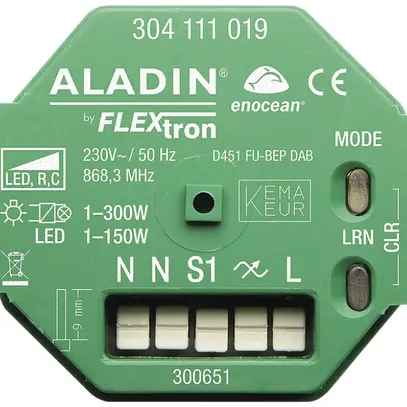 Actionneur-variateur RF INC ALADIN, EnOcean, 230V, 1…300W (LED 1…150W) 