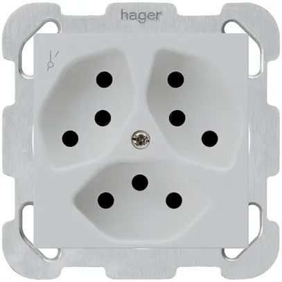 Prise ENC kallysto 3×T13/1S gris clair avec plaque de fixation 